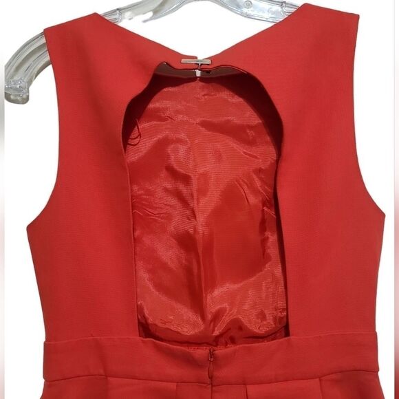 Zara Women's Orange Sleeveless Open Back Fit and Flare Sleeveless Dress Sz Small - Picture 5 of 8